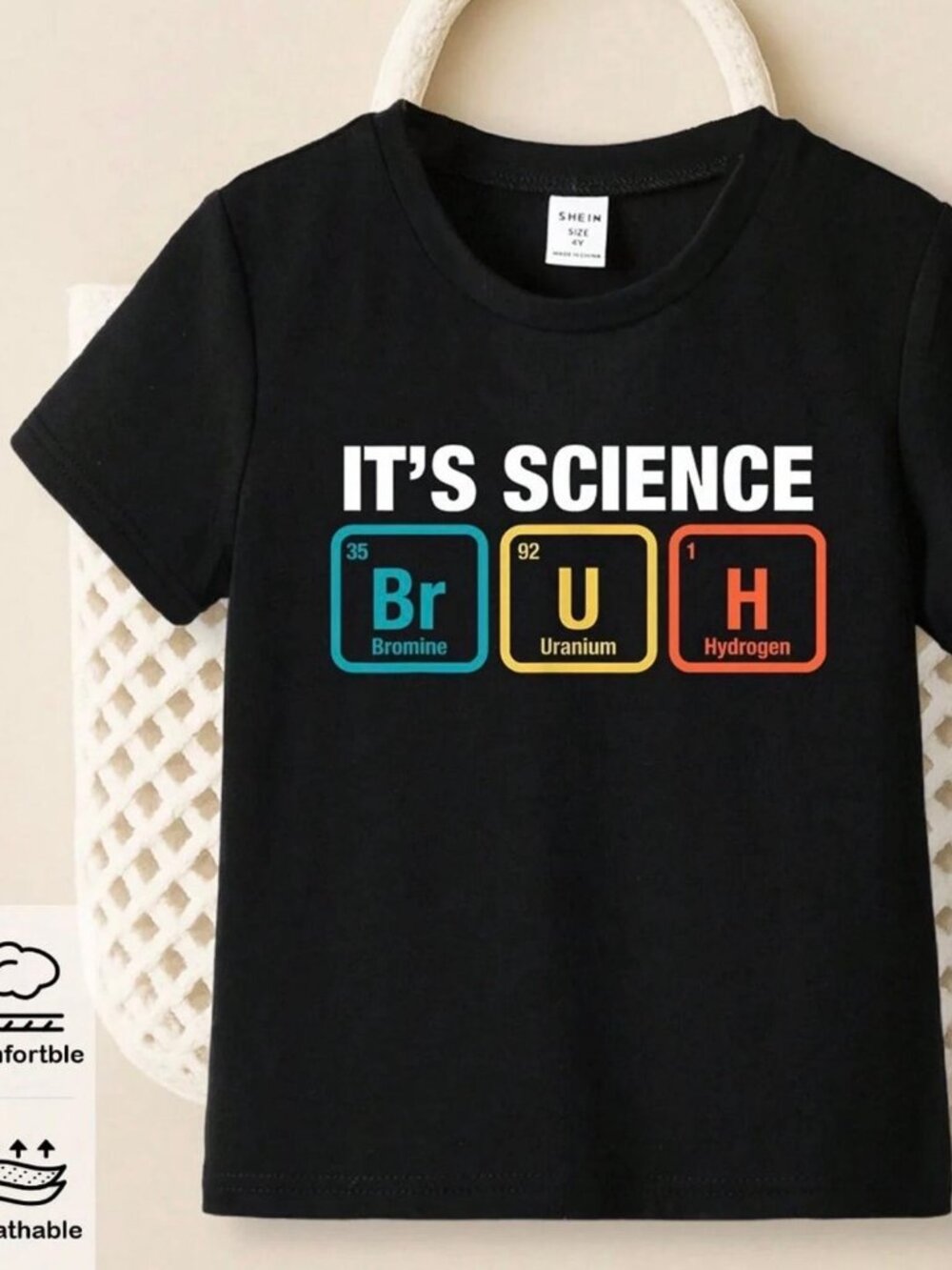 Science Bruh Periodic Table Kids Graphic T-Shirt Black M